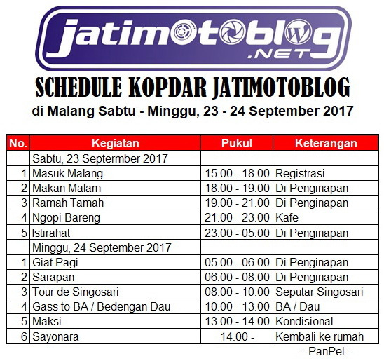 Schedule Kopdar Jatimotoblog